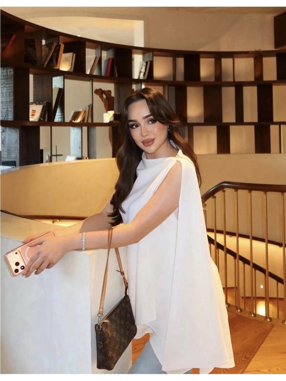 Zara White Asymmetric Cape-Sleeve Tunic